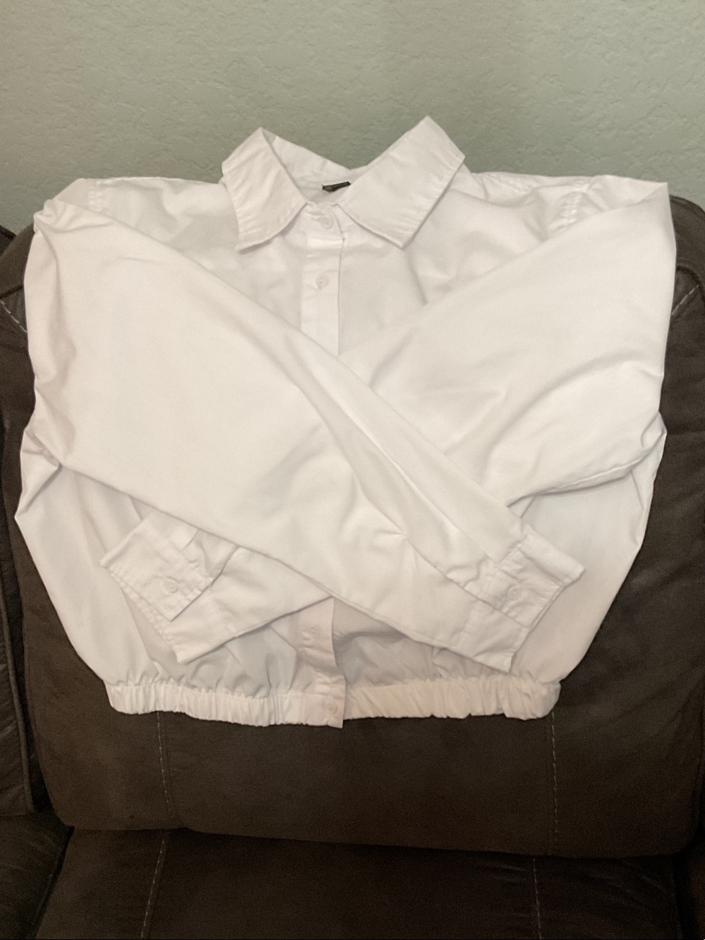White Girls' Button-Front Collared look like a bomber jacket Shirt